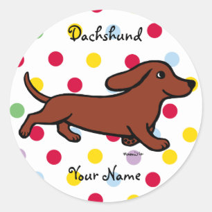 Persoonlijke Dachshund Running Cartoon Ronde Sticker