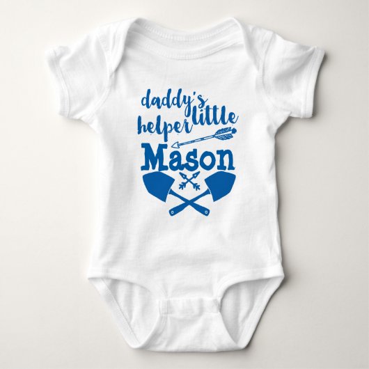 Persoonlijke Daddy's Little Helper Blauw en Grijs Romper (Voorkant)