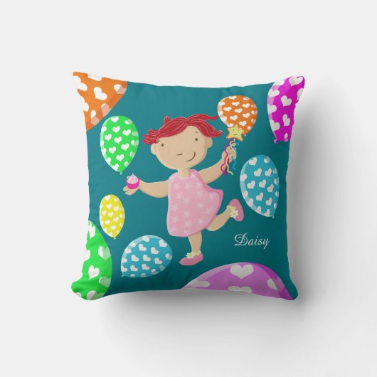 Persoonlijke daisy Cupcake Heart Balloons Kinder Kussen (Voorkant)