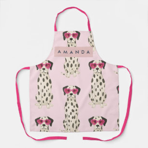 Persoonlijke Dalmatiër Hond met Roze Hart Bril Schort