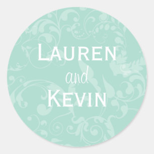 Persoonlijke Damask Wedding Seal Ronde Sticker
