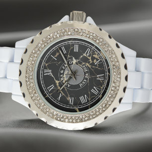 Persoonlijke Dames Rhinestone Horloge. Marmer-Uitz Horloge