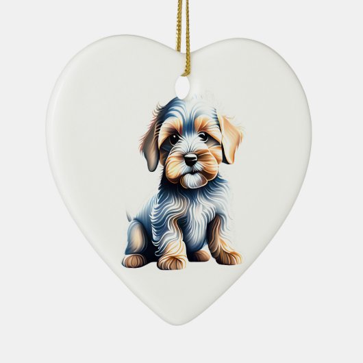 Persoonlijke Dandie Dinmont Terrier Puppy Keramisch Ornament (Rechts)