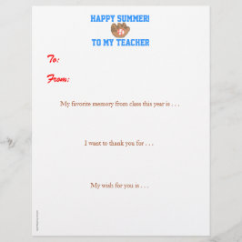 Persoonlijke dank aan de leraar aan het einde van 