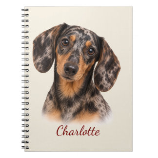 Persoonlijke Dapple Dachshund met Aangepaste Naam Notitieboek