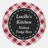 Persoonlijke Dark Red Gingham Stickers (Voorkant)