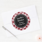Persoonlijke Dark Red Gingham Stickers (Envelop)