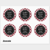 Persoonlijke Dark Red Gingham Stickers (Vel)