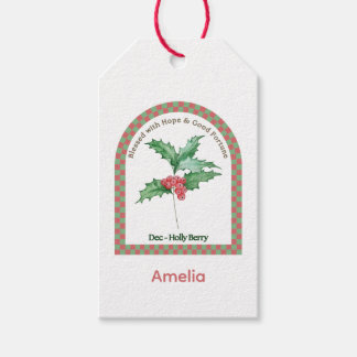 Persoonlijke december geboortemaand bloem cadeaulabel
