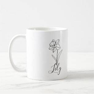 Persoonlijke december narcis geboortebloem cadeau koffiemok