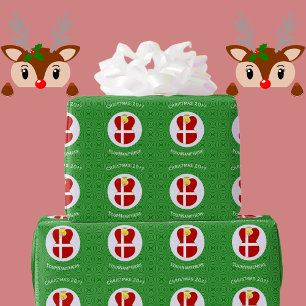 Persoonlijke Deense engel kerst vlag Cadeaupapier