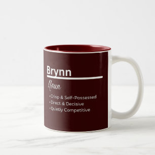 Persoonlijke definitie meisjesnaam Brynn Tweekleurige Koffiemok