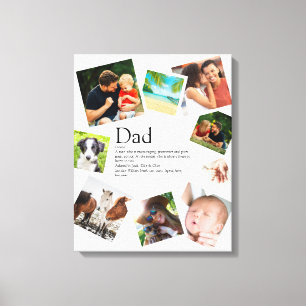 Persoonlijke definitie papa naam 9 foto collage canvas afdruk
