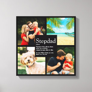 Persoonlijke definitie van stiefvader 4 foto zwart canvas afdruk