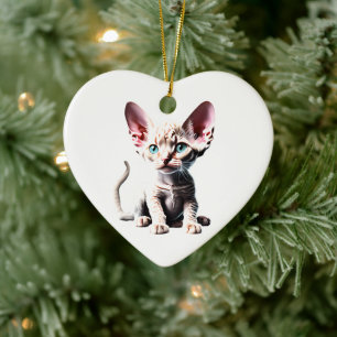 Persoonlijke Devon Rex Kitten Keramisch Ornament
