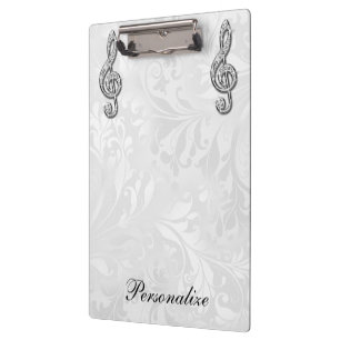 Persoonlijke Diamond Music Note Floral Damask Klembord