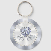 Persoonlijke Diamond Theme Wedding Ideeën, bruilof Sleutelhanger (Achterkant)