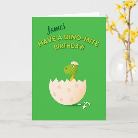 Persoonlijke Dino-verjaardagskaart Kaart (Gele Bloem)
