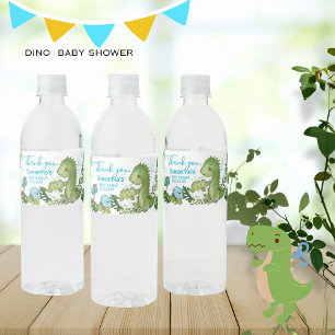 Persoonlijke Dinosaur Baby Shower Waterfles Etiket