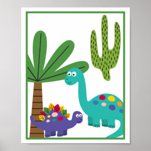 Persoonlijke Dinosaur Kunstprintset voor Kinderen Poster