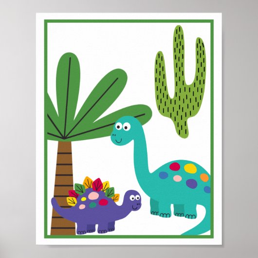 Persoonlijke Dinosaur Kunstprintset voor Kinderen Poster (Voorkant)