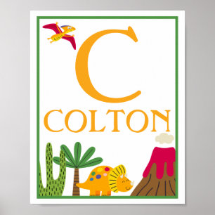 Persoonlijke Dinosaur Kunstprintset voor Kinderen Poster