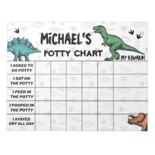 Persoonlijke Dinosaur Potty Grafiek Naam & Taken Notitieblok