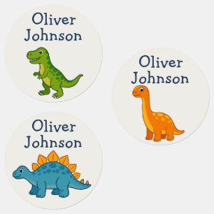 Persoonlijke dinosaurus kindernaam school labels