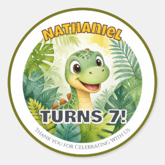 Persoonlijke Dinosaurus Verjaardag Ronde Sticker