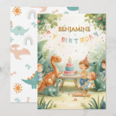 persoonlijke dinosaurus verjaardagskaart voor kind kaart (Voorkant / Achterkant)