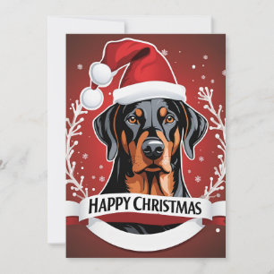 Persoonlijke Dobermann-hond Fijne Kerstdagen Feestdagenkaart