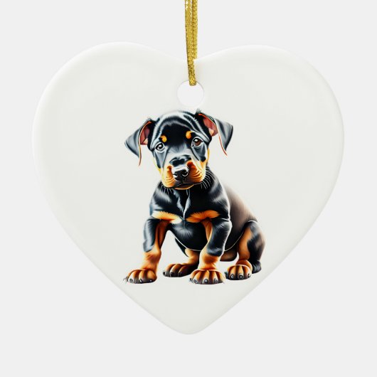 Persoonlijke Dobermann Pinscher Puppy Keramisch Ornament (Voorkant)