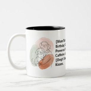 Persoonlijke 'Dog Mom' koffiemok verjaardag puppy- Tweekleurige Koffiemok