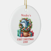 Persoonlijke Dolfijn Kerstmis Keramisch Ornament (Rechts)