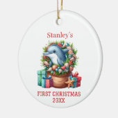 Persoonlijke Dolfijn Kerstmis Keramisch Ornament (Links)