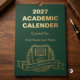 Persoonlijke Donkere Academia Groen & Goud 2027 Ac Kalender