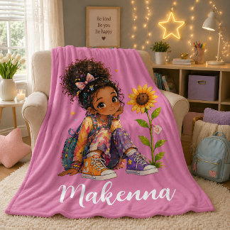 Persoonlijke donkere haar meisjesnaam fleece deken