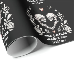 Persoonlijke Dood Liefhebbers Gotische Skelet Huwe Cadeaupapier