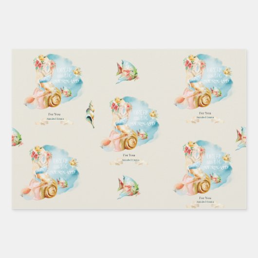 Persoonlijke Dreamweaver Mermaid & Mermaid-schalen Inpakpapier Vel (Voorkant 3)