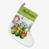 Persoonlijke dubbelzijdige augurk grote kerstsok (Voorkant (Hangend))