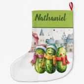 Persoonlijke dubbelzijdige augurk grote kerstsok (Achterkant)