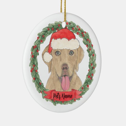 Persoonlijke Dudley Labrador Kerstmis Keramisch Ornament (Rechts)