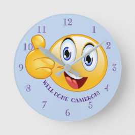 Persoonlijke duimen omhoog goed geprezen emoji ronde klok