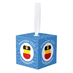 Persoonlijke Duitse engel Hanukkah-vlag Kubus Ornament