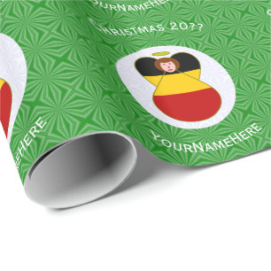 Persoonlijke Duitse engel kerst vlag Cadeaupapier