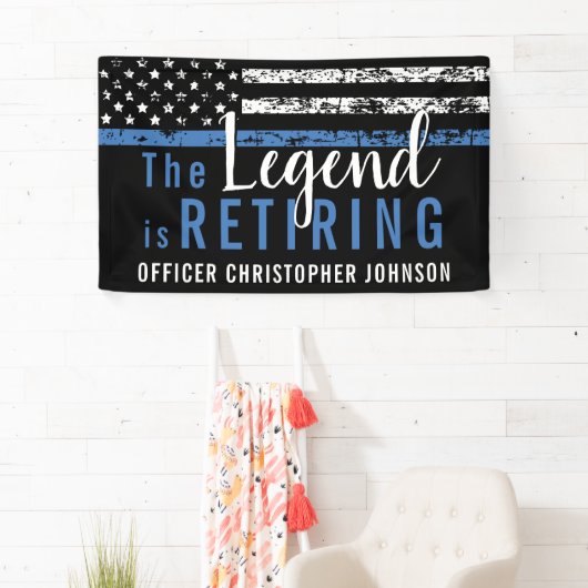 Persoonlijke Dünne Blauwe Lijn Politiepensioen Spandoek (Insitu)