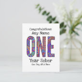 Persoonlijke één jaar nuchtere AA-verjaardagskaart (Staand voorkant)