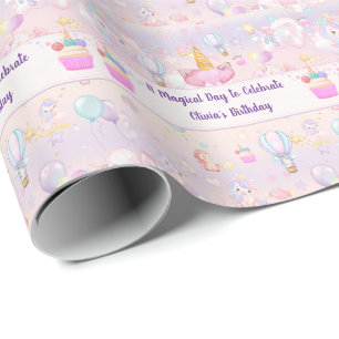 Persoonlijke Eenhoorn Verjaardag Cadeaupapier