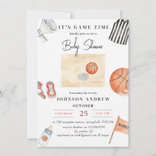 Persoonlijke eenvoudige basketbal baby shower-fees kaart
