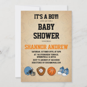 Persoonlijke eenvoudige sportthema baby shower voo kaart